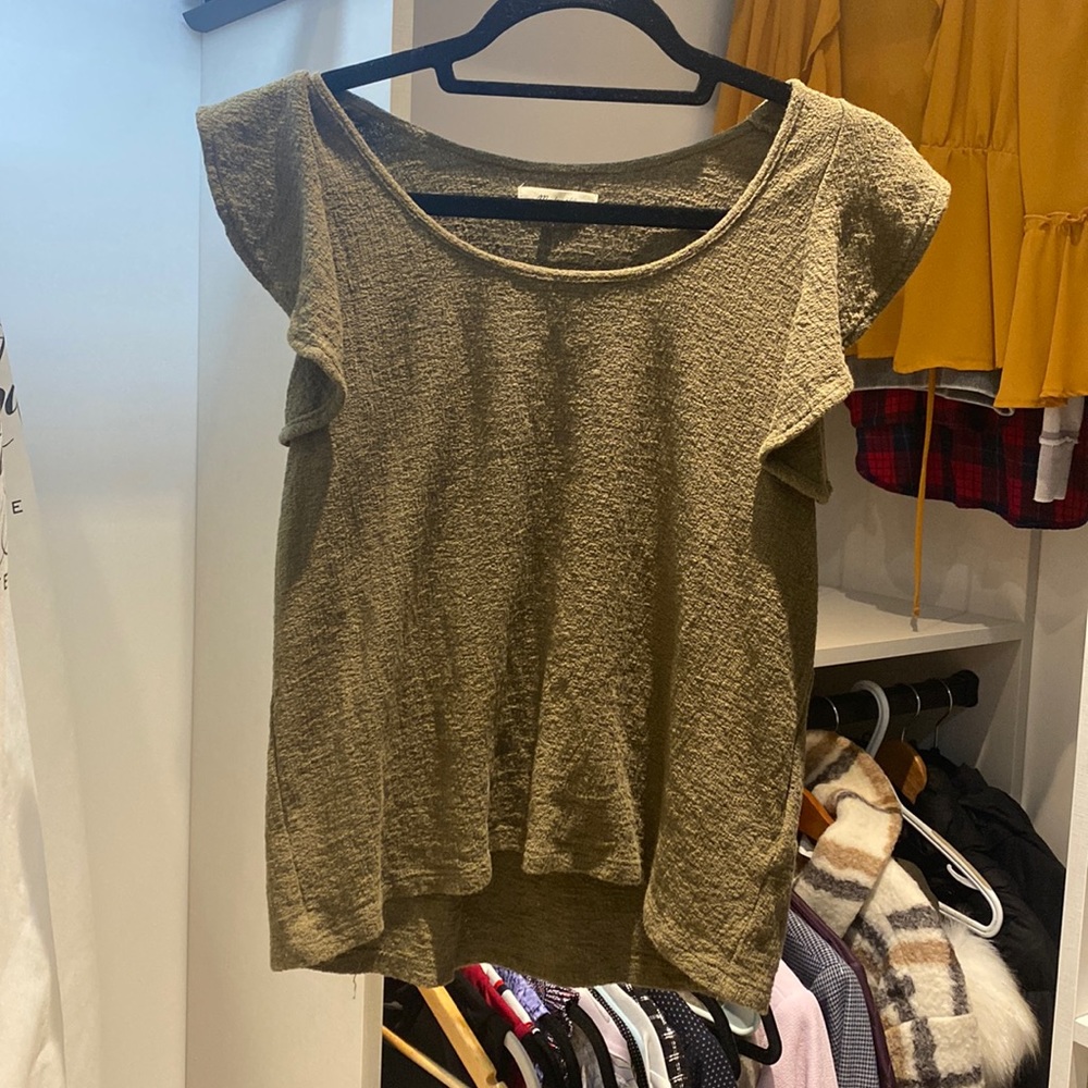 Green Madewell Top with Loose Ruffle Sleeves